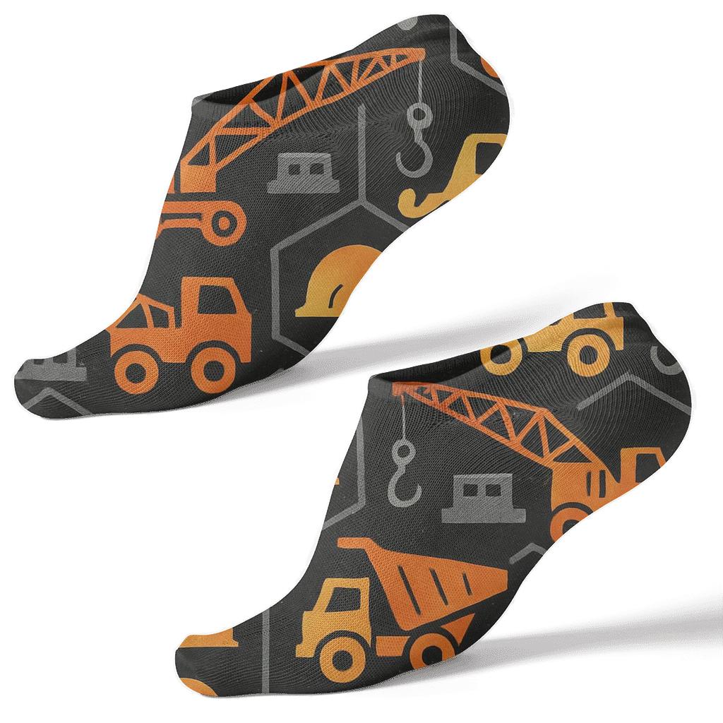 Civil Engineer Crane Tessellation In Charcoal stylish athletic ankle socks