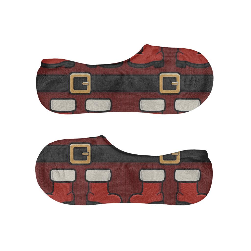 Belt Buckle Borders In Santa Style designer printed no-show socks