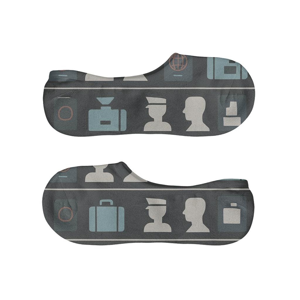 Passport Lattice With Immigration Officer Silhouette Bands custom no-show socks