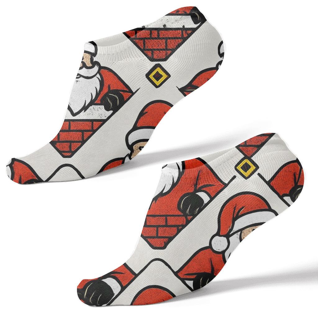 Pop Art Collage Santa Chimney Tessellation custom ankle socks