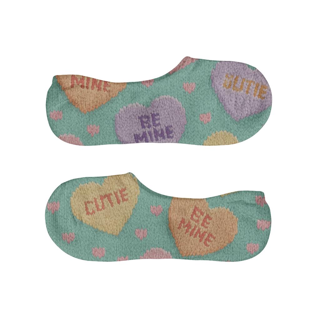 Conversation Hearts In Valentines Candy Heart Knit Illusion comfortable invisible socks