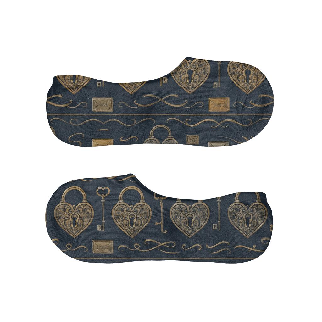 Key And Heart Brocade Bands With Valentines Heartshaped Lock personalized invisible socks