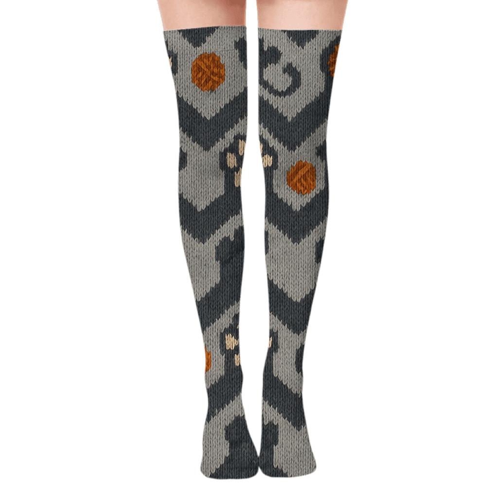 Knitted Illusion Paw Chevron, Cat Edition comfortable cotton over-the-knee socks