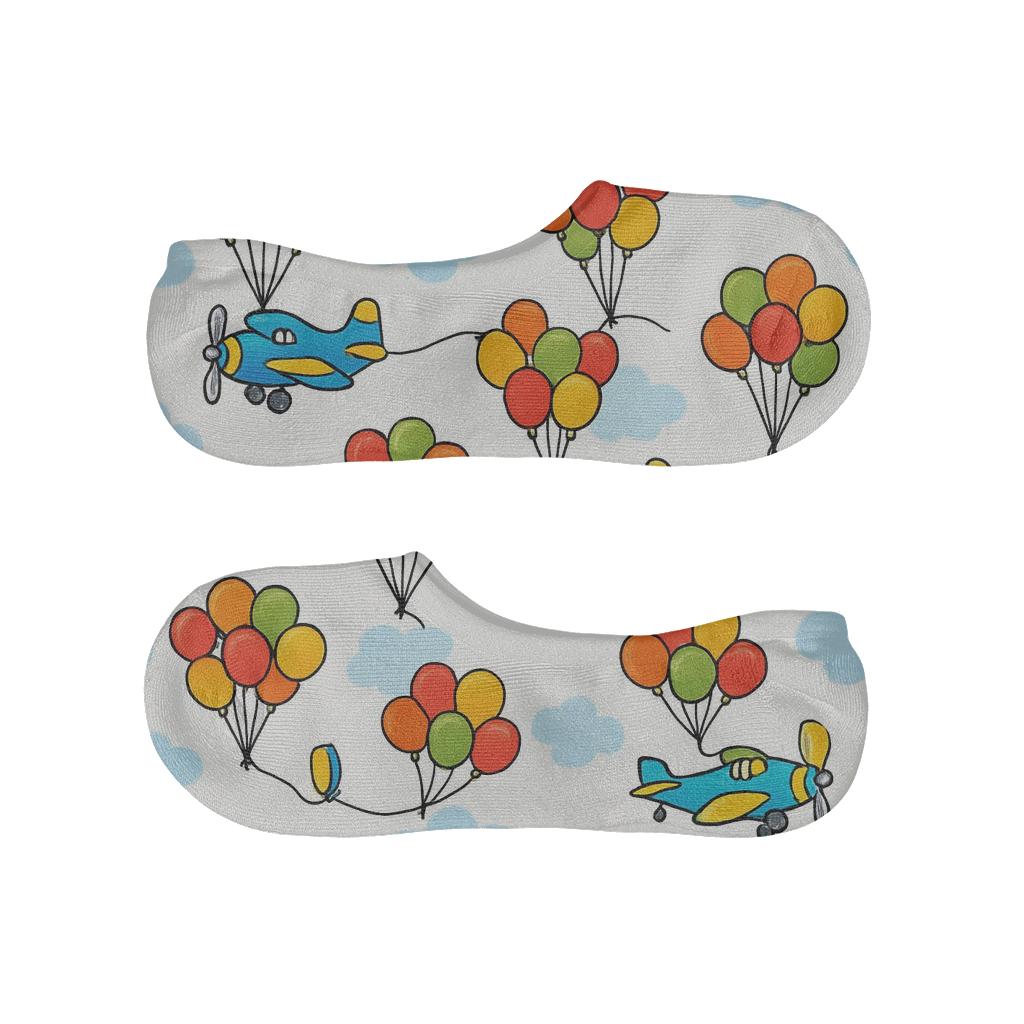 Playful Balloons And Airplane Parade breathable seamless no-show sockscustom no-show socks