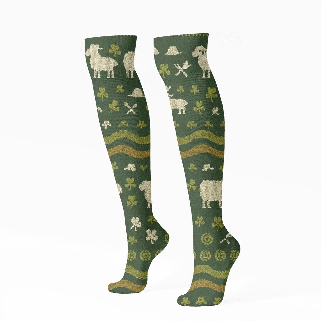 Sheep Knit Illusion Rolling Hill Bands personalized knee-high socks