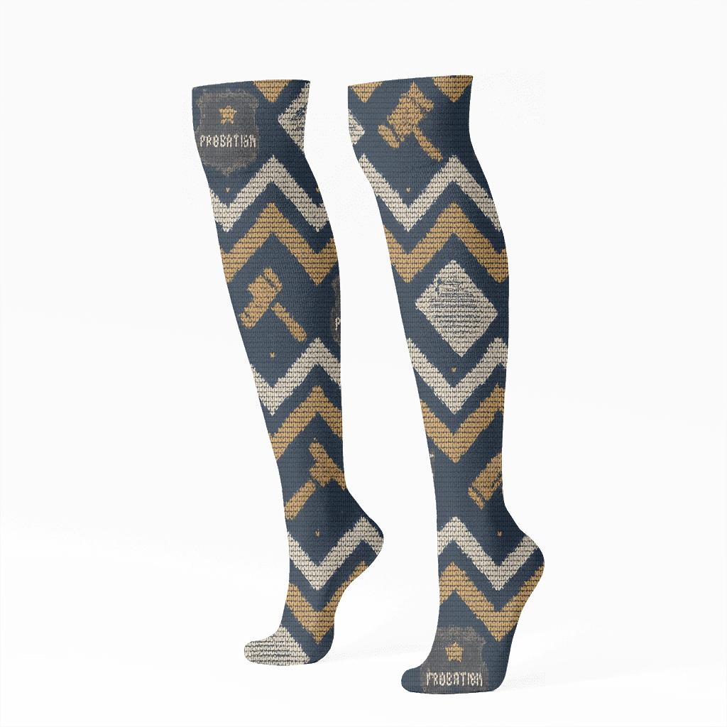 Navy Badge Chevron Probation Officer Pattern soft everyday knee-high socks