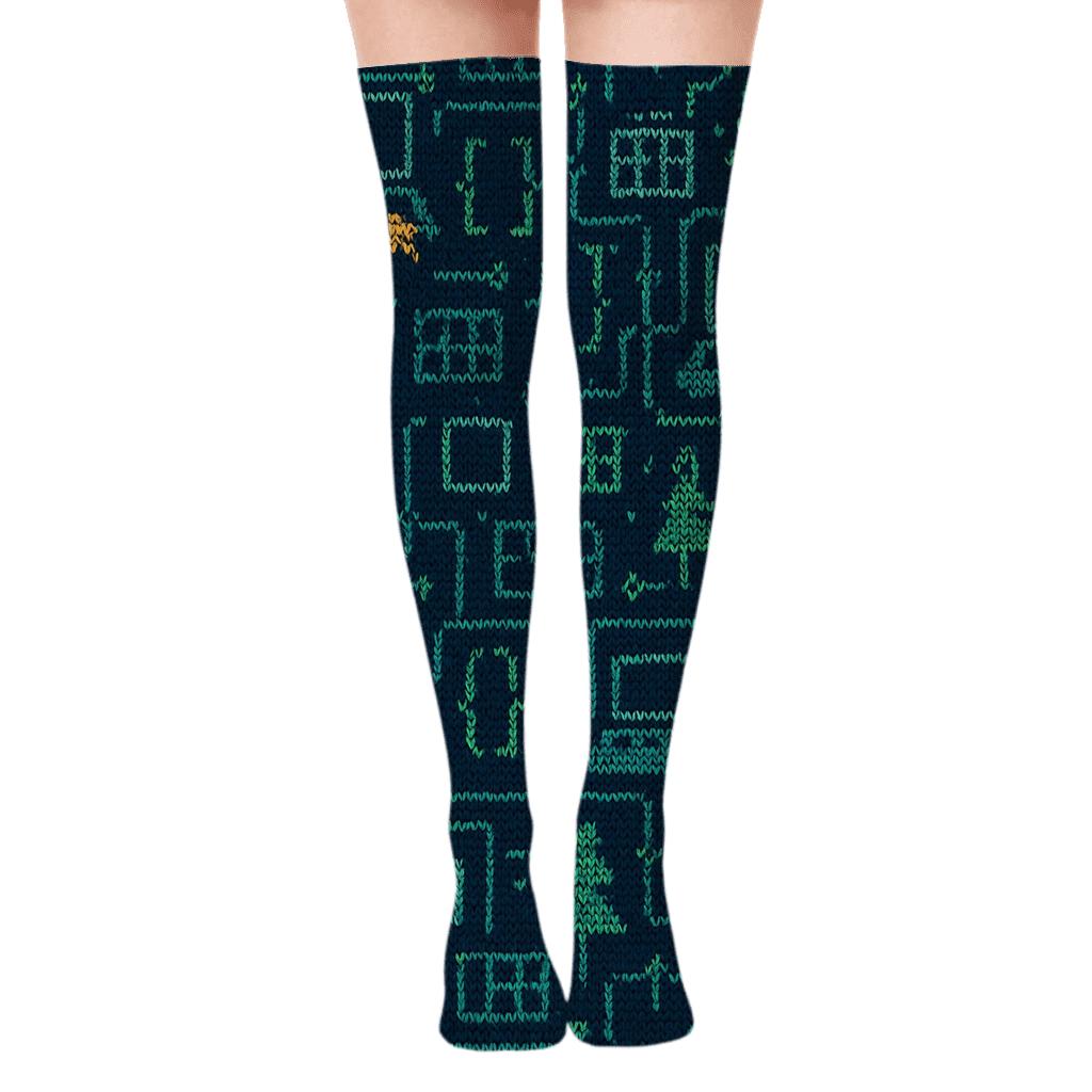 Software Developer Pixel Knit Syntax Tiling premium cozy over-the-knee socks