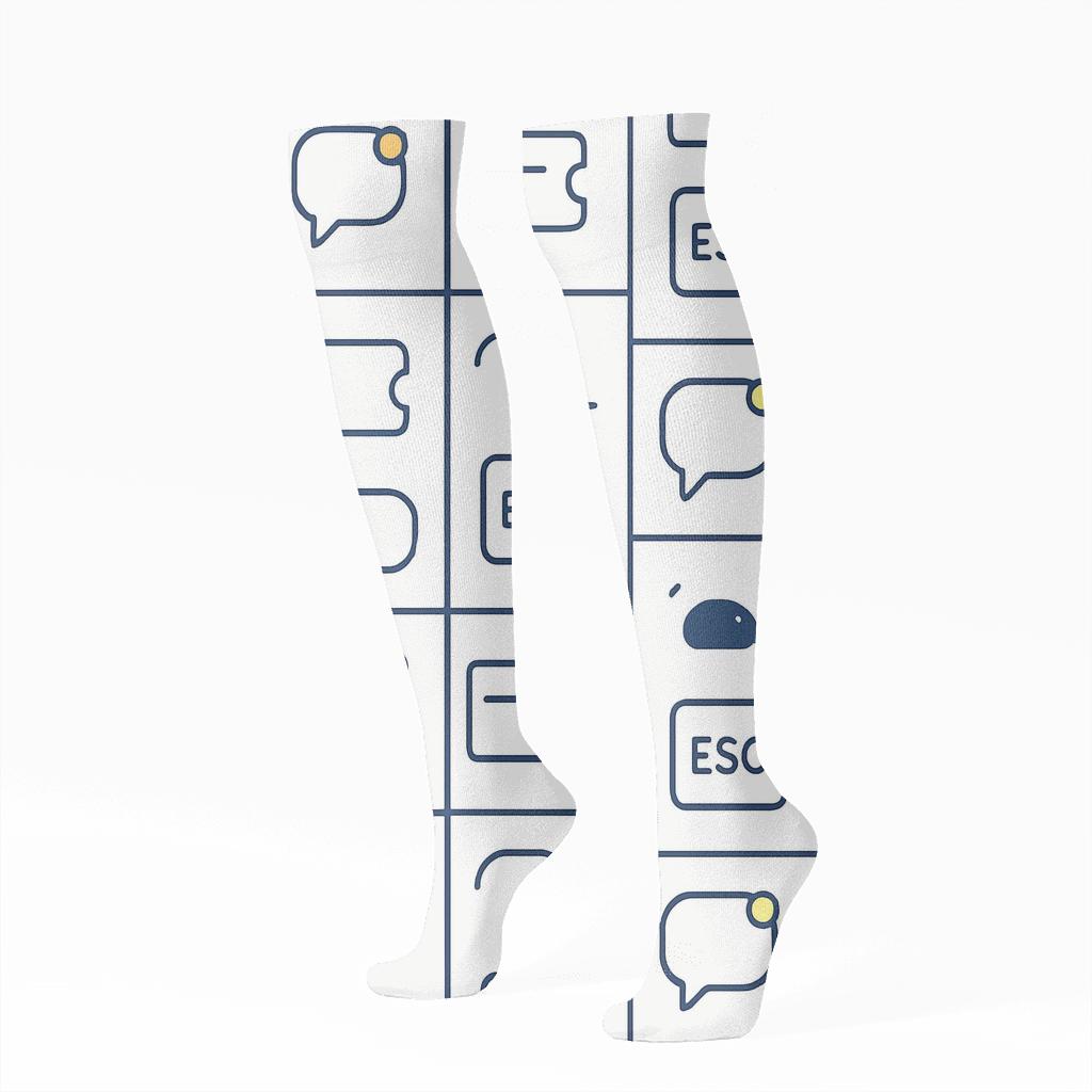 Help Desk Chat Tiles It Support Specialist stylish athletic knee-high socks
