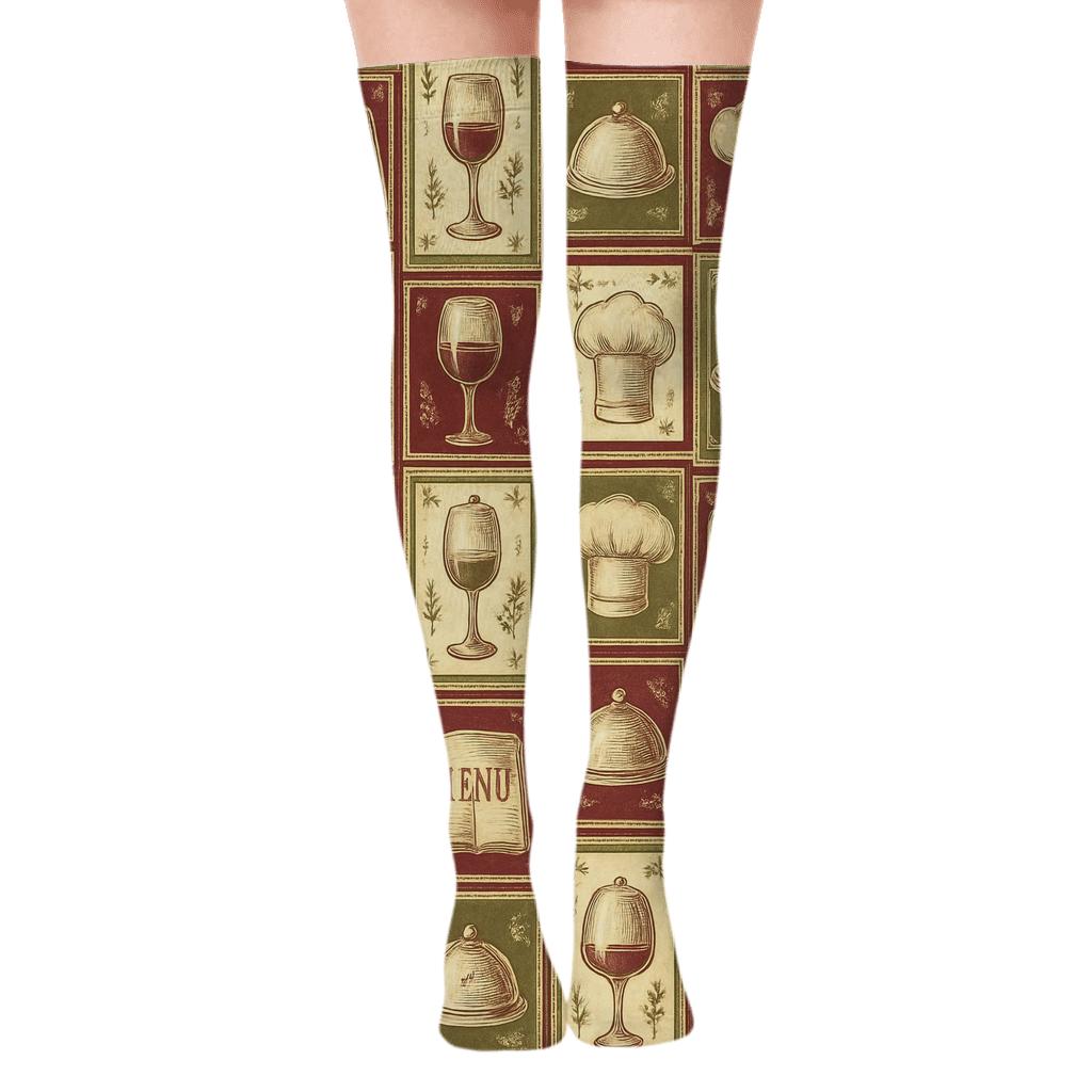 Restaurant Manager Menu Mosaic Tiles premium cozy over-the-knee socks