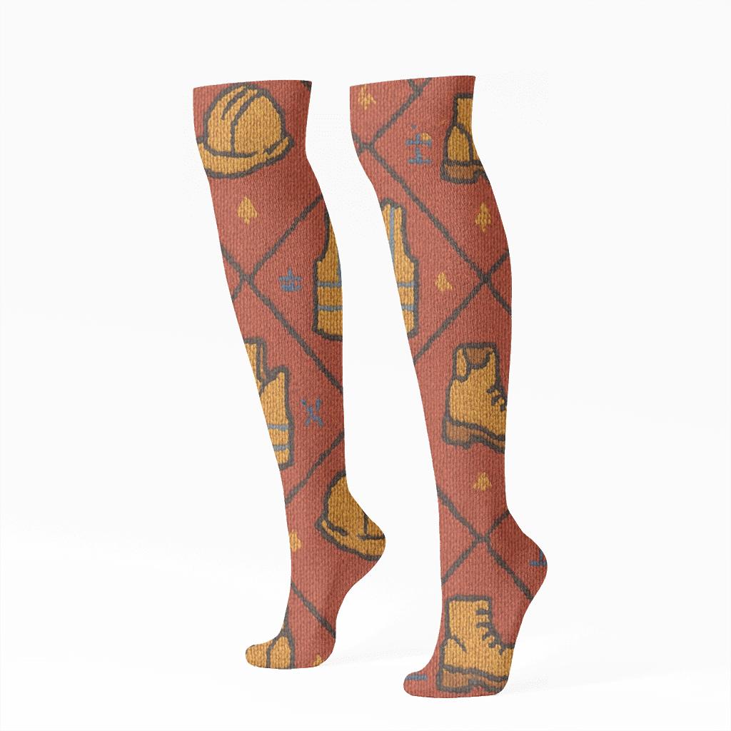 Knitted Construction Worker Hard Hat Lattice personalized knee-high socks