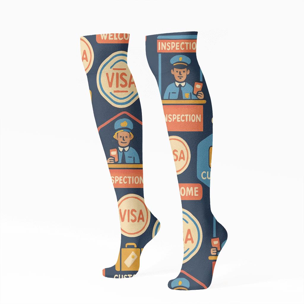 Inspection Booth Tessellation, Immigration Officer Grade comfortable cotton knee-high socks