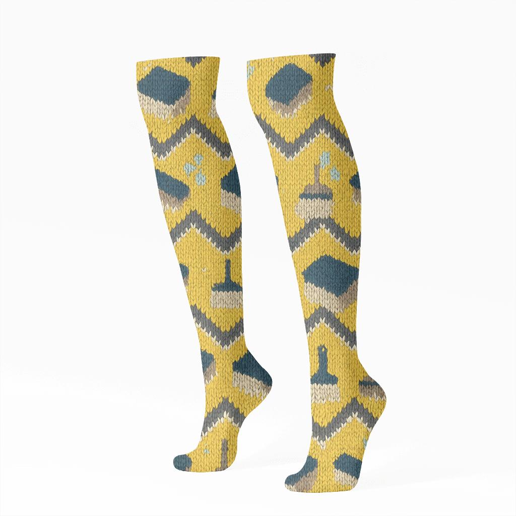 Janitor Knit Illusion Sponge Chevron custom knee-high socks
