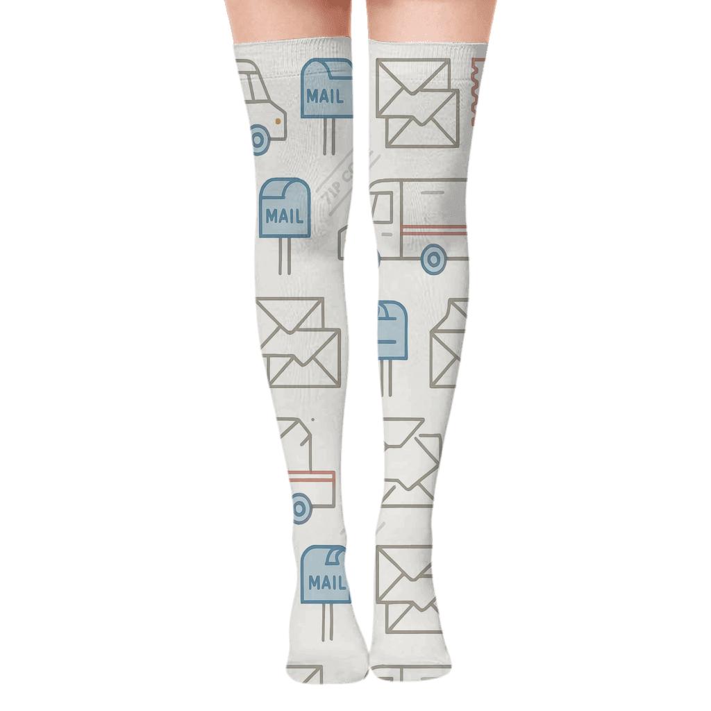 Delivery Grid With Mail Carrier Mini Posters unique graphic over-the-knee socks