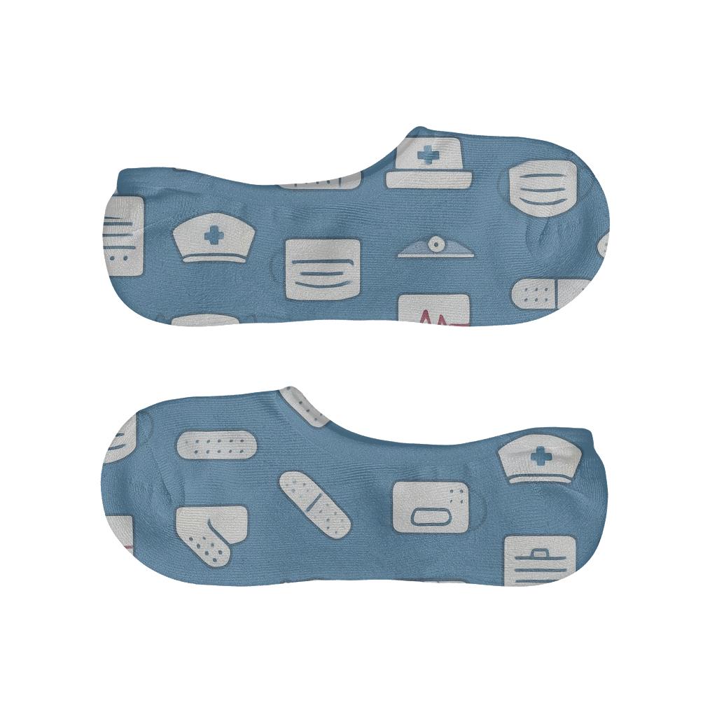 Heartbeat Tiles With Nurse Icons anti-slip no-show socks