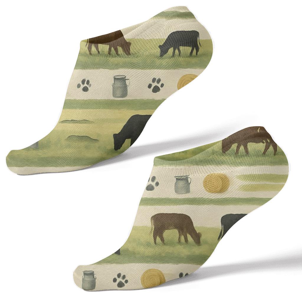Pasture Landscape Bands With Cow unique graphic ankle socks