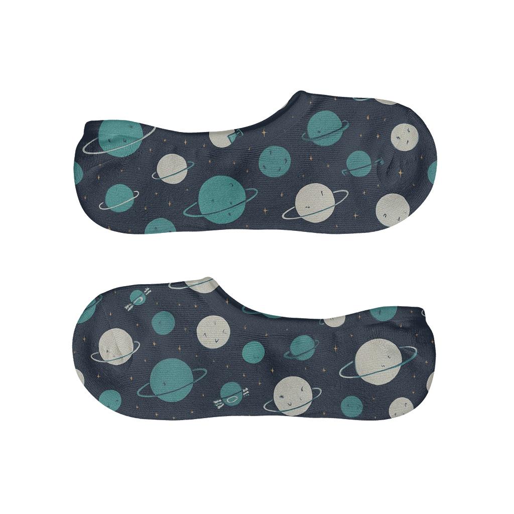 Ionized Teal Orbital Bands On Deep Navy Background trendy no-show sock styles