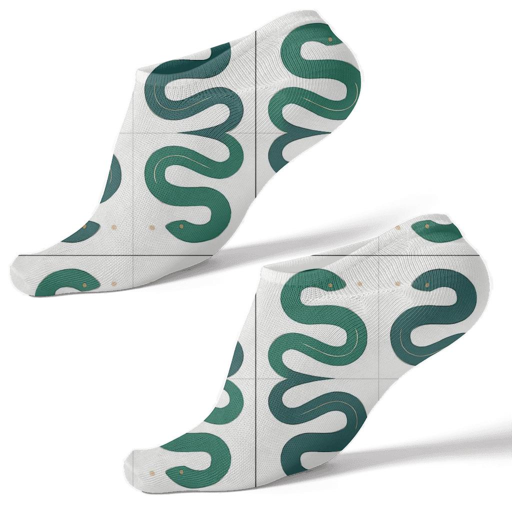 Emerald Minimal Grid With Snake Silhouette unique graphic ankle socks