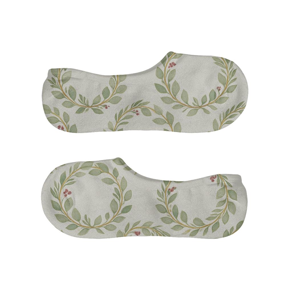 Painted Foliage Study With Nested Wreath Rings personalized no-show socks