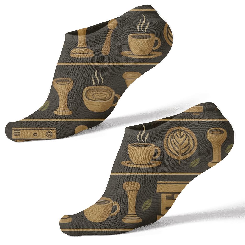 Cafe Collage Barista Pattern Bands comfortable cotton ankle socks
