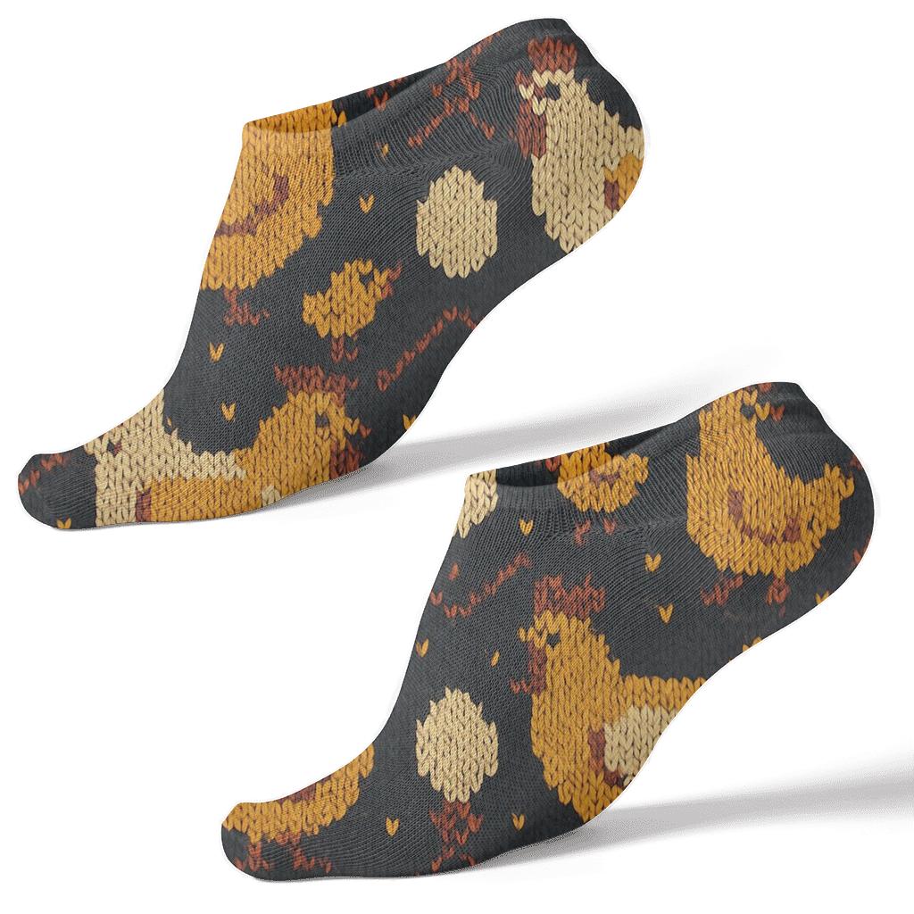 Knitted Illusion Chicken Feather Lattice trendy patterned ankle socks