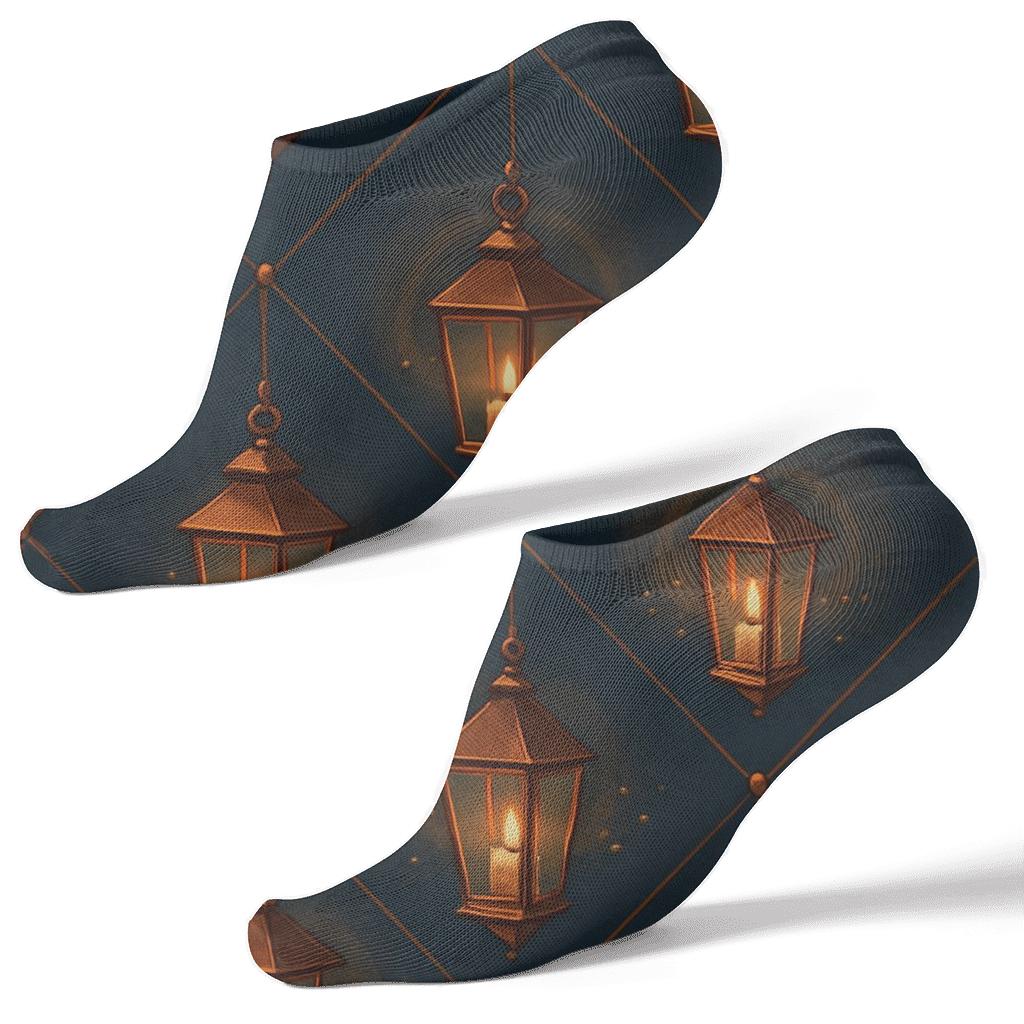 Midnight Lattice Lantern Pattern comfortable cotton ankle socks