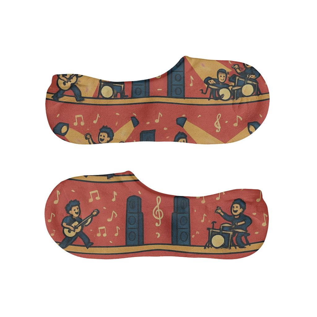 Concert Landscape Wrapping Around The Musician Pattern anti-slip no-show socks