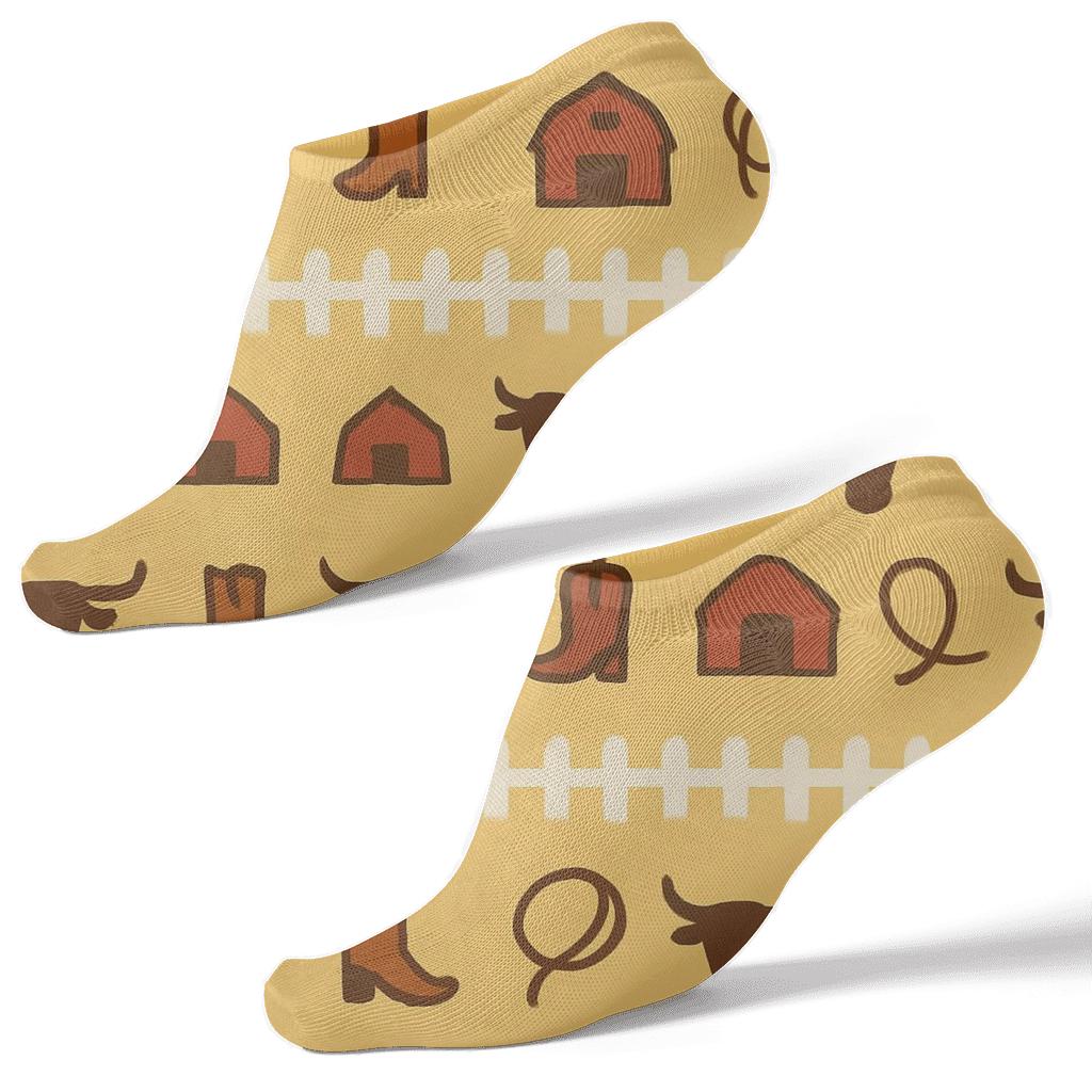 Barn Red Fence Bands With Rancher Icons comfortable cotton ankle socks
