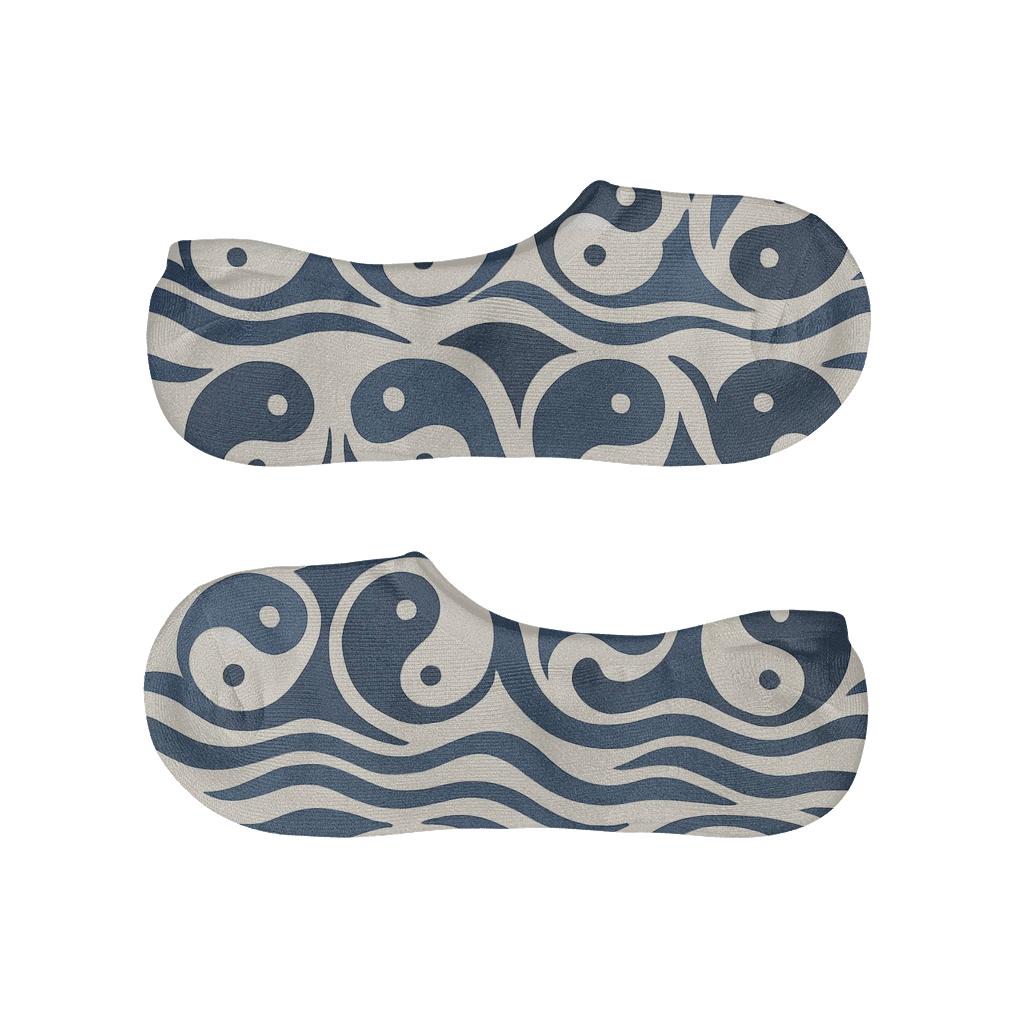 Indigo Koi Duality Wave Bands On Pale Cream unique hidden socks