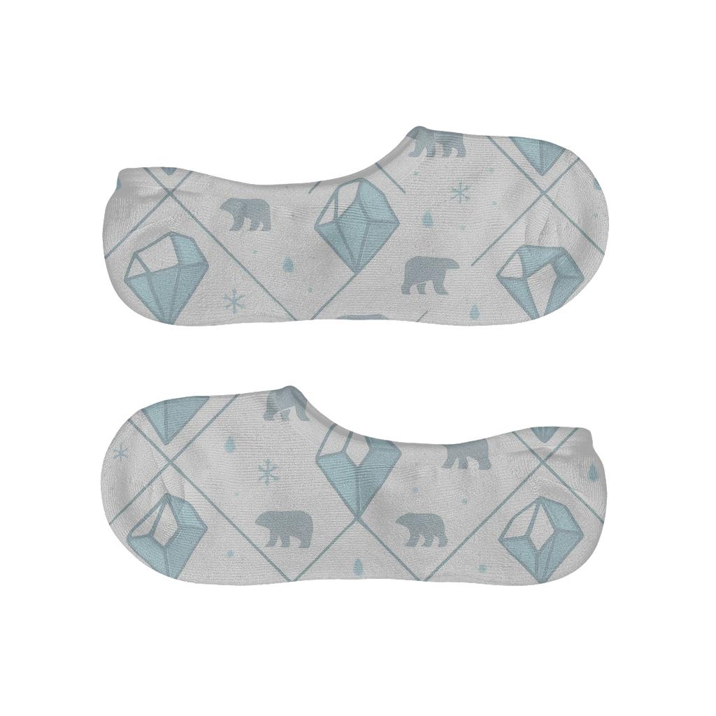 Iceberg Lattice With Polar Bear Silhouettes designer printed no-show socks