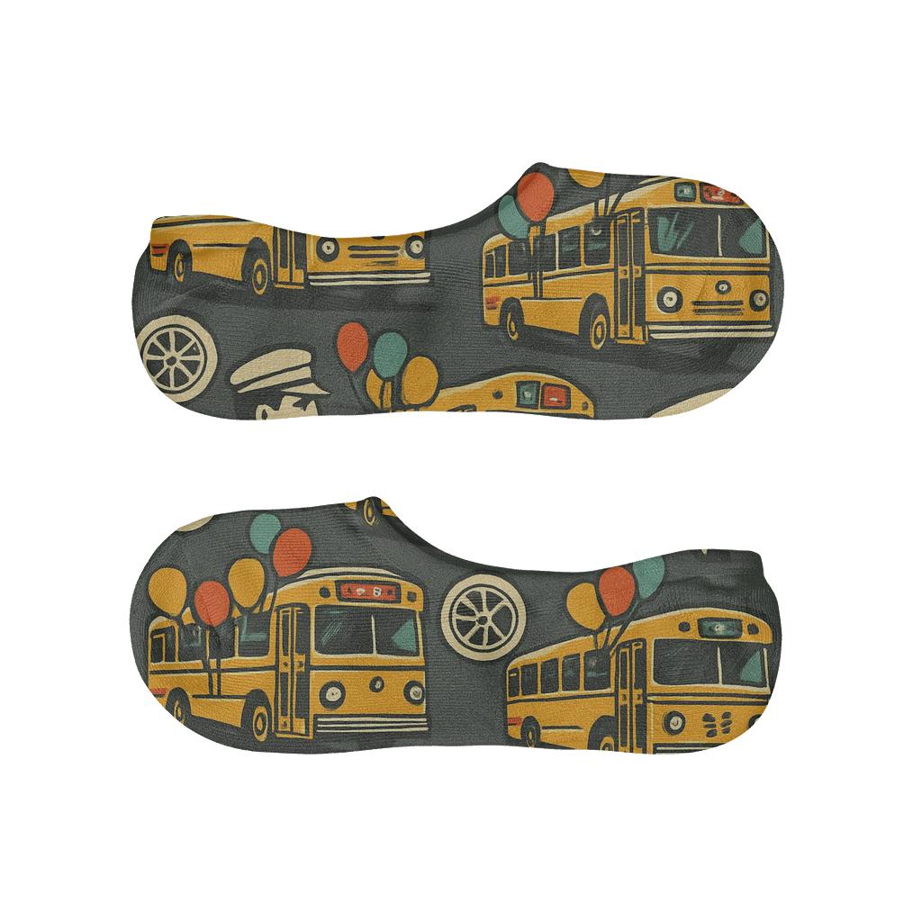 Asphalt Gray Parade Pattern Bus Driver soft cotton no-show socks