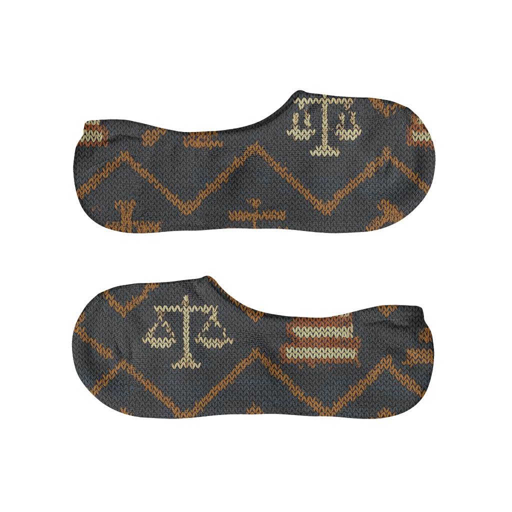 Paralegal Gavel Knitwork Chevron designer print no-show socks
