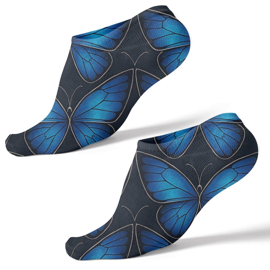 Iridescent Morpho Wing Lattice On Midnight Navy custom ankle socks
