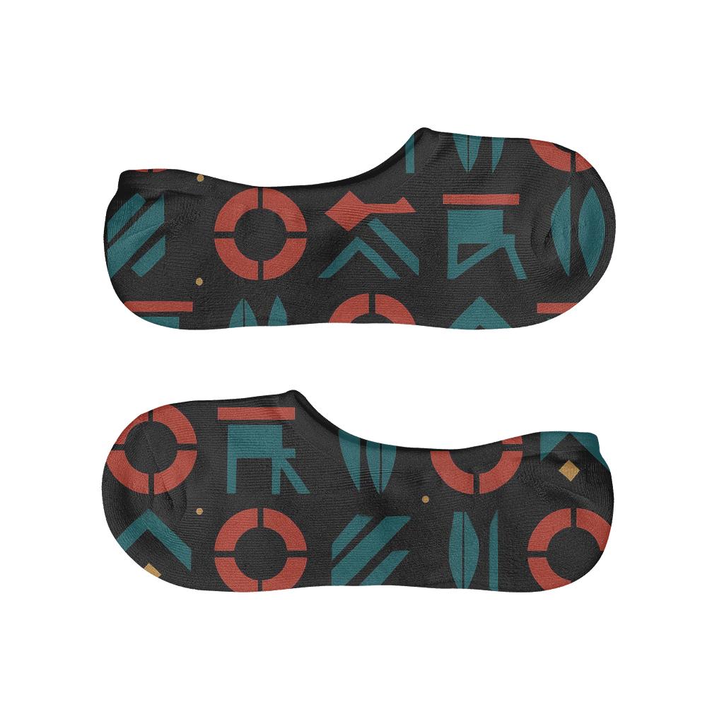 Rescue Ring Grid With Lifeguard Minimalist designer printed no-show socks