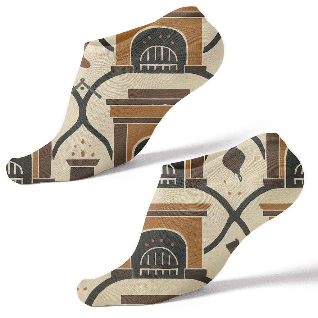 Vintage Hearth Poster Look With Fireplace Mantel Lattice stylish athletic ankle socks
