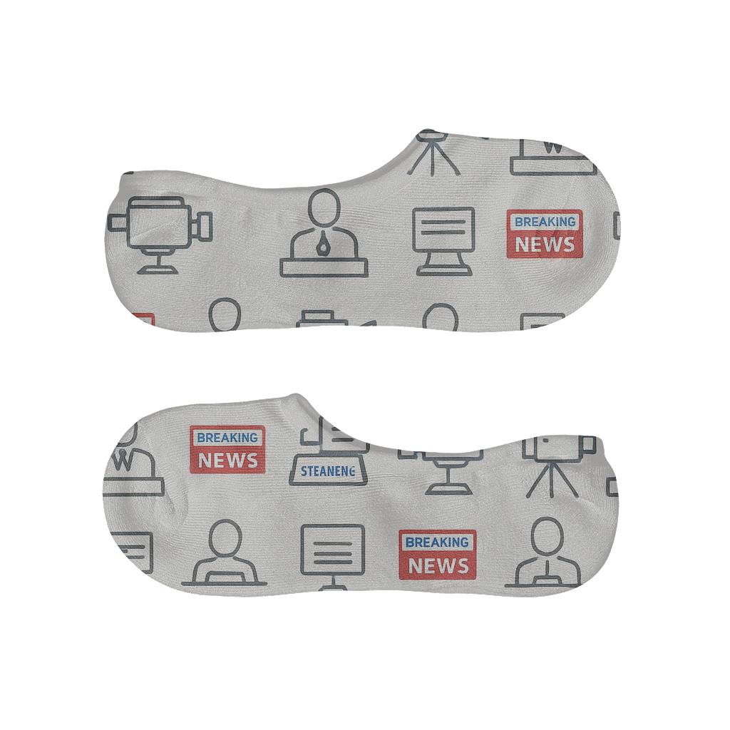 Minimalist Grid With News Anchor Studio Icons soft cotton no-show socks