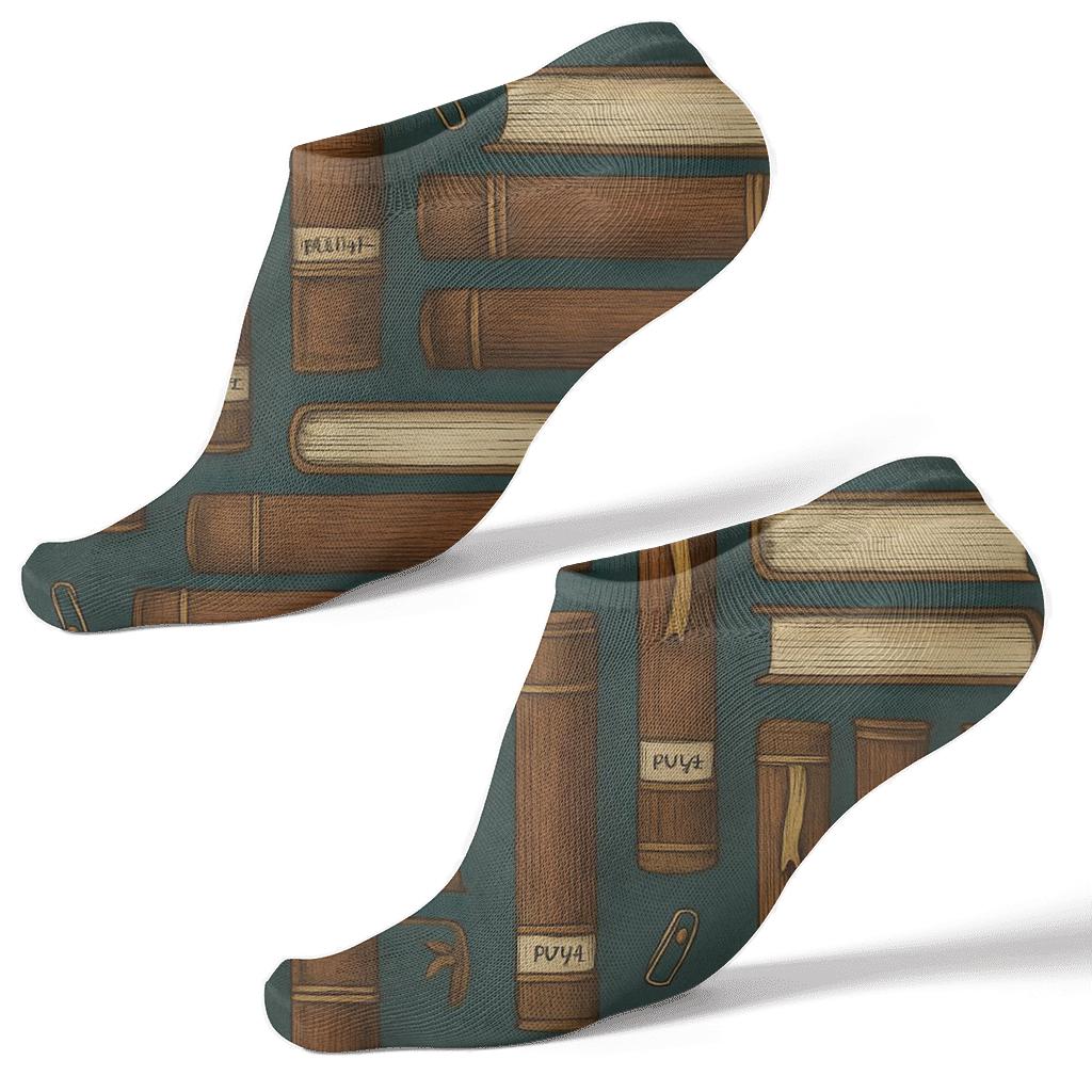Book Spine Lattice In Librarian Study Style soft everyday ankle socks