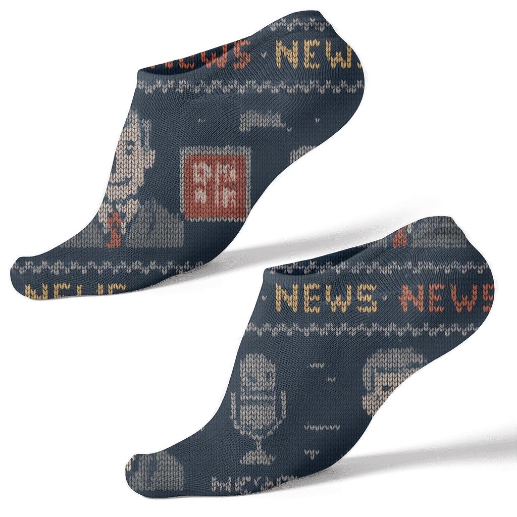 Knit Illusion News Anchor Ticker Fair Isle trendy patterned ankle socks