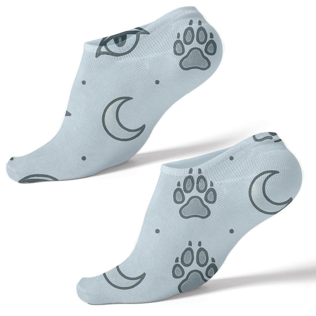 Minimalist Forest Grid With Gray Wolf Eyes unique graphic ankle socks