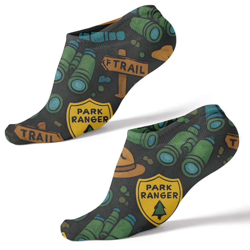 Trail Badge Lattice, Park Ranger Edition designer print ankle socks