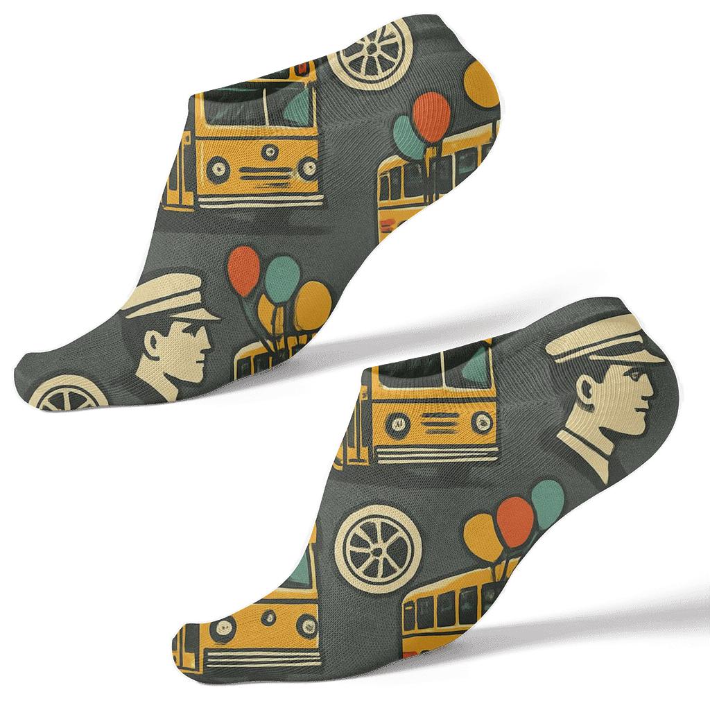 Asphalt Gray Parade Pattern Bus Driver trendy patterned ankle socks