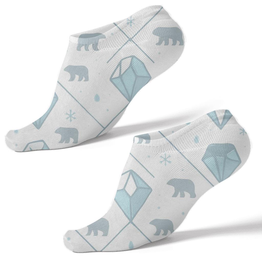 Iceberg Lattice With Polar Bear Silhouettes custom ankle socks