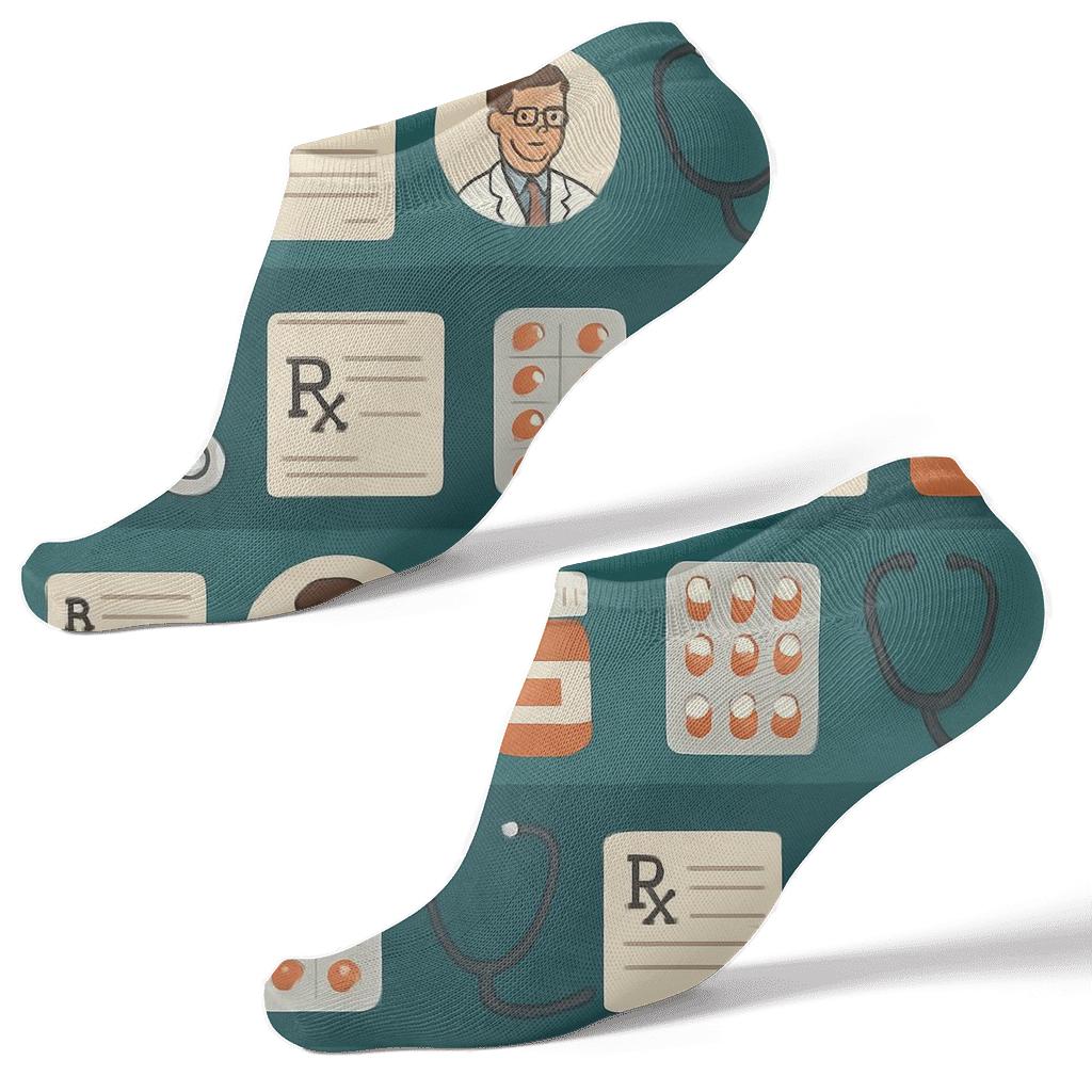 Pharmacy Shelf Panorama With Pharmacist comfortable cotton ankle socks
