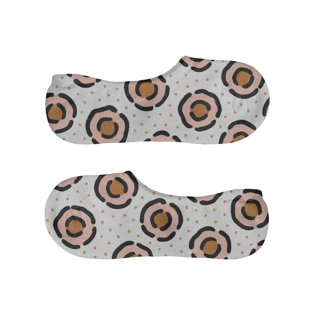 Blush Gold Rosette Confetti On White Background breathable seamless no-show sockscustom no-show socks