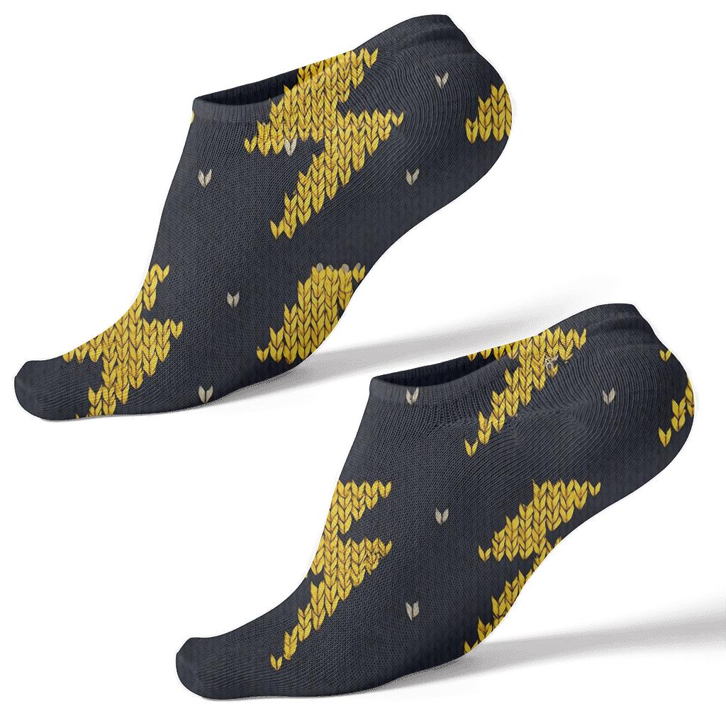 Knit Bolt Chevron Bands In Electric Yellow And Black stylish athletic ankle socks