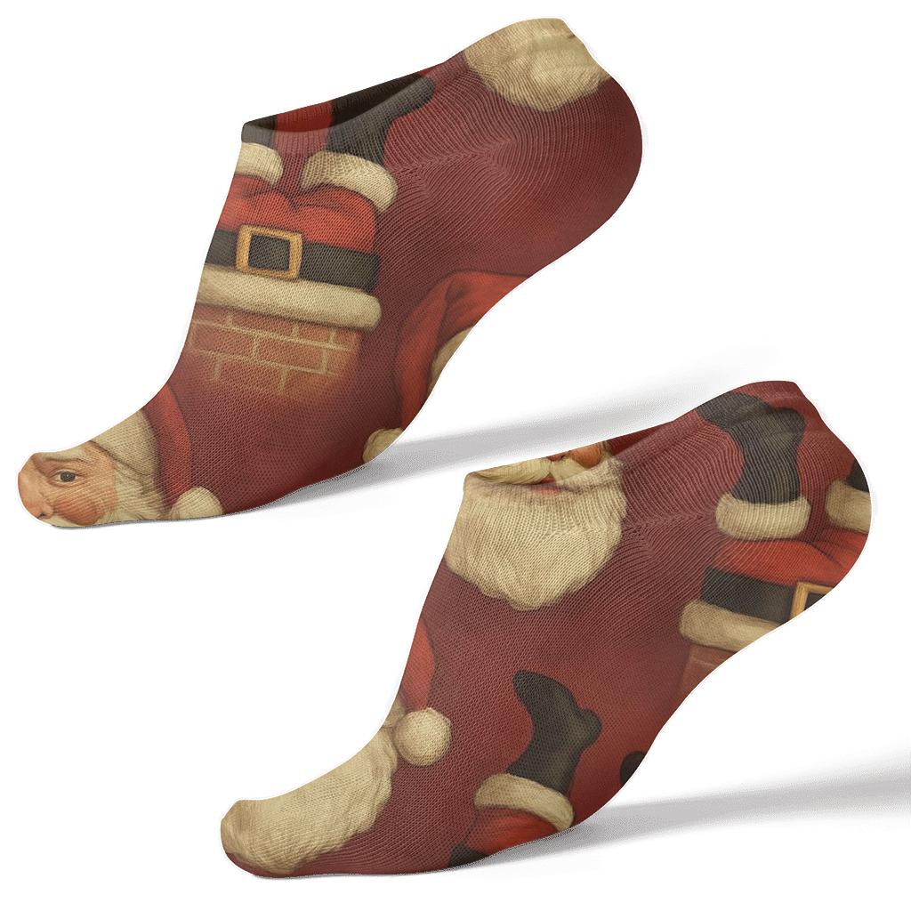 Vintage Santa Illustration With Chimney Repeat personalized ankle socks