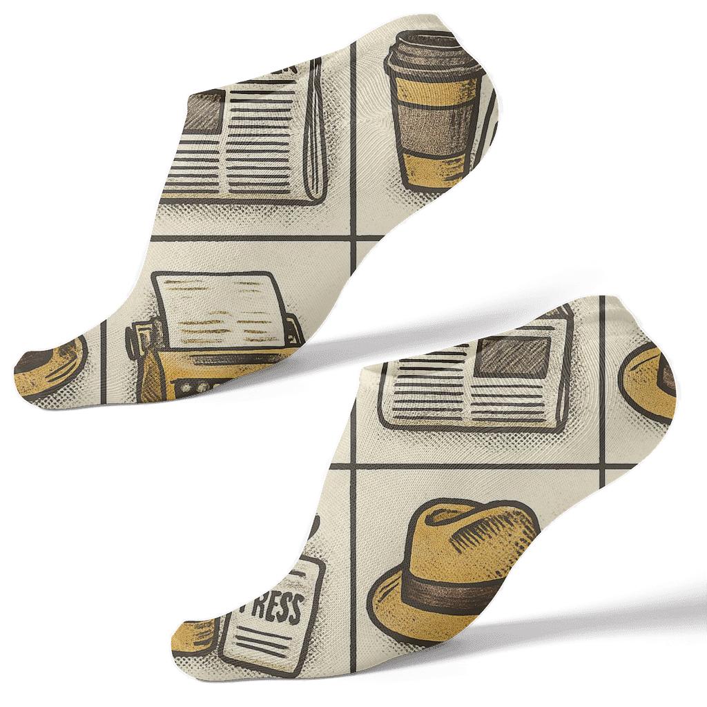 City Desk Tiling, Reporter Collage trendy patterned ankle socks