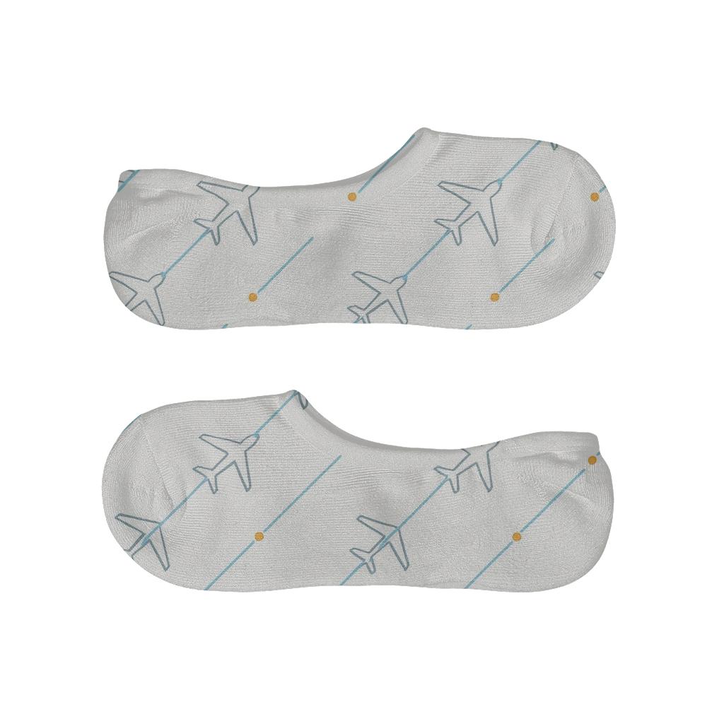 Contrails With Airplane Minimal Grid Study low cut no-show socks