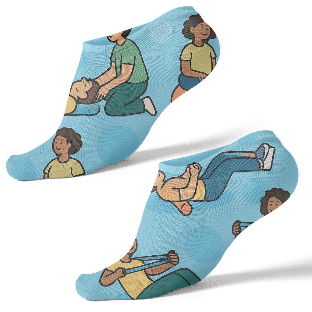 Rehabilitation Scene Pattern With Physical Therapist Charm stylish athletic ankle socks