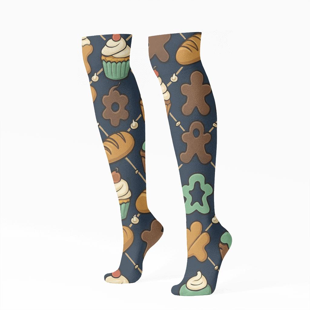 Cupcake Lattice In Baker Parade stylish athletic knee-high socks