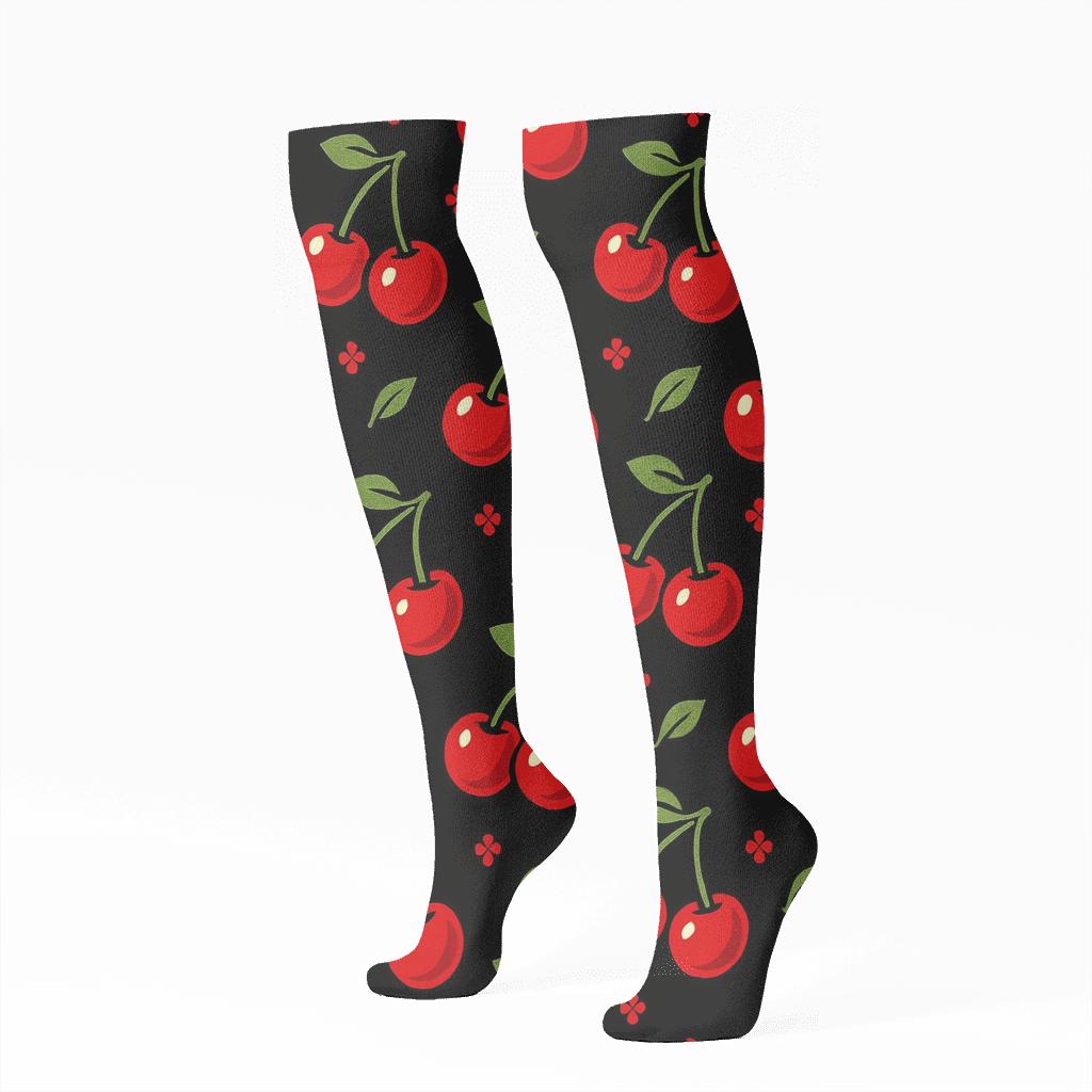 Cherry Pop Diagonal Stem Array soft everyday knee-high socks